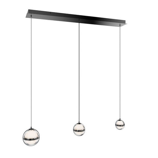 dweLED Cyllindra 3Lt Linear Multi-Light Pendant, Black Chrome/ - PD-77503L-BC