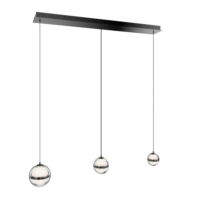 dweLED Cyllindra 3Lt Linear Multi-Light Pendant, Black Chrome/ - PD-77503L-BC
