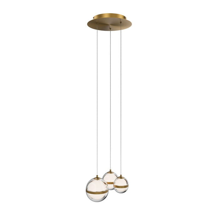 dweLED Cyllindra 3 Light Round Multi-Light Pendant, Aged Brass/ - PD-77503R-AB