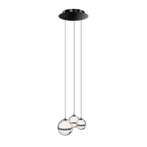 dweLED Cyllindra 3 Light Round Multi-Light Pendant, Black Chrome/ - PD-77503R-BC