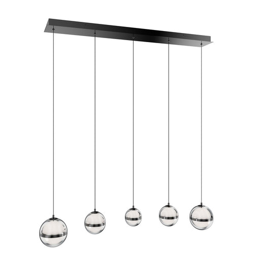 dweLED Cyllindra 5Lt Linear Multi-Light Pendant, Black Chrome/ - PD-77505L-BC