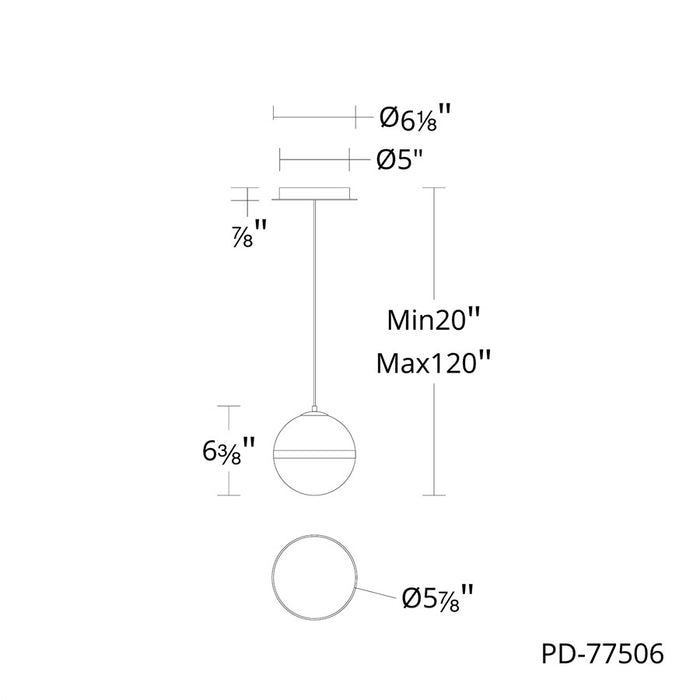 dweLED Cyllindra 1 Light 6" Mini-Pendant/3000K, Black Chrome