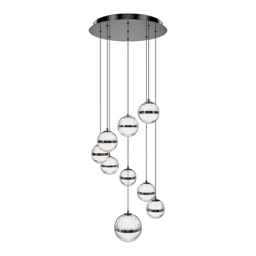 dweLED Cyllindra 9 Light Multi-Light Pendant, Black Chrome/ - PD-77509R-BC