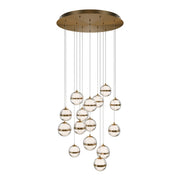 dweLED Cyllindra 15 Light Multi-Light Pendant, Aged Brass/ - PD-77515R-AB