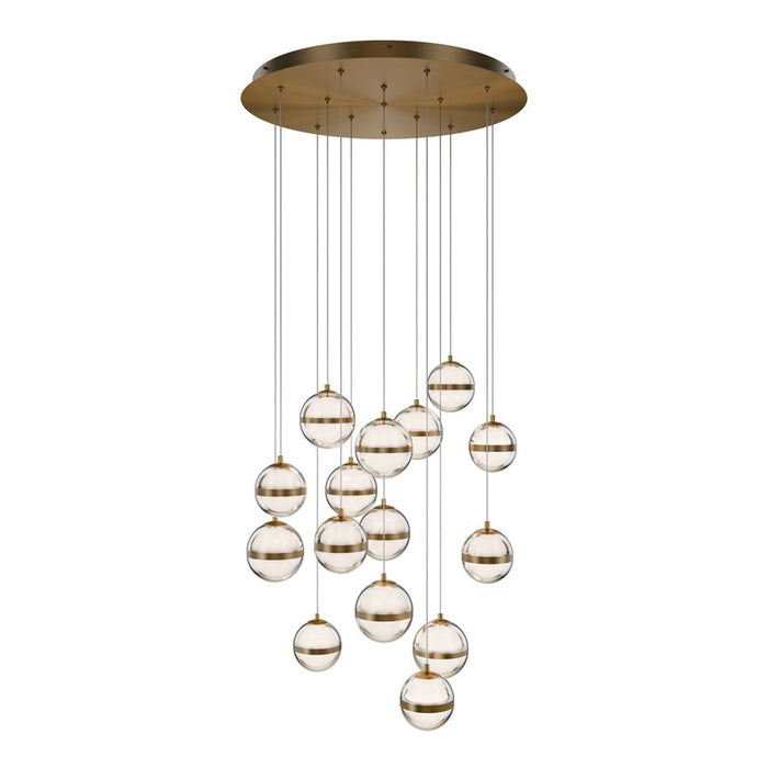 dweLED Cyllindra 15 Light Multi-Light Pendant, Aged Brass/ - PD-77515R-AB