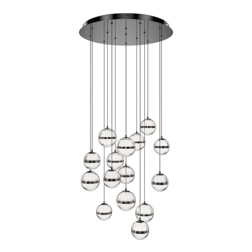 dweLED Cyllindra 15 Light Multi-Light Pendant, Black Chrome/ - PD-77515R-BC