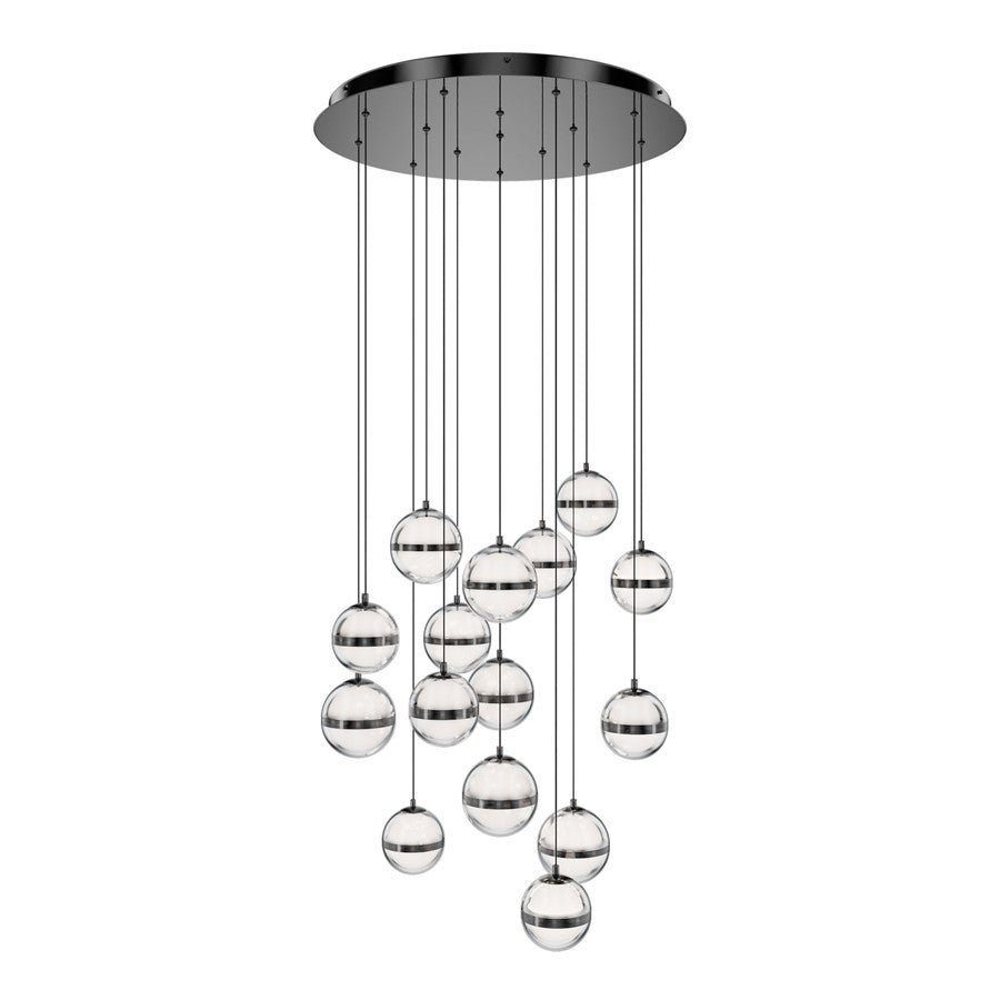 dweLED Cyllindra 15 Light Multi-Light Pendant, Black Chrome/ - PD-77515R-BC