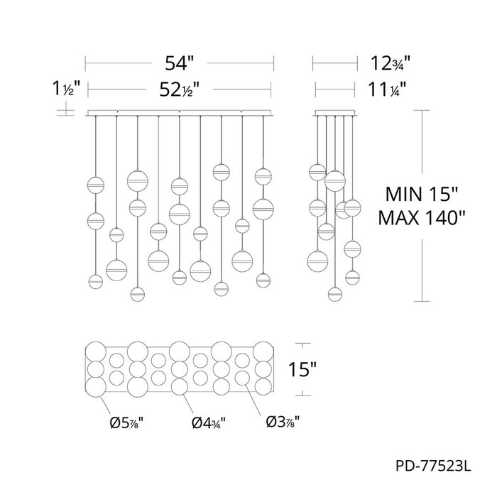 dweLED Cyllindra 23 Light Multi-Light Pendant, Aged Brass