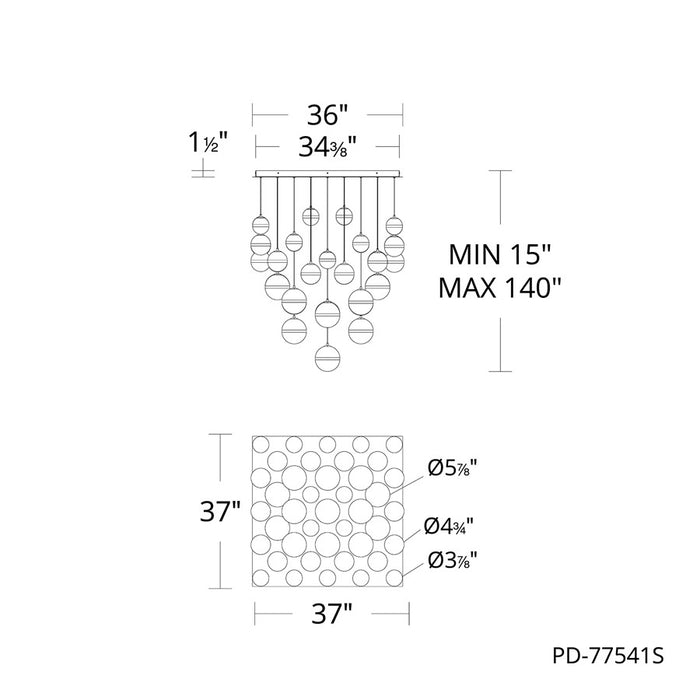 dweLED Cyllindra 41 Light Multi-Light Pendant, Black Chrome