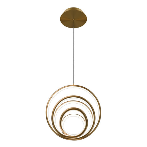 dweLED Hoopla 1 Light 13" Pendant/2700K, Aged Brass/White