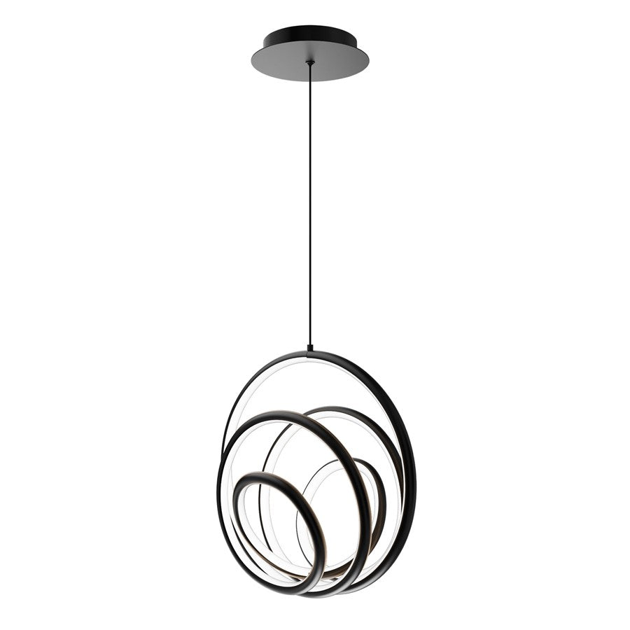 dweLED Hoopla 1 Light 13" Pendant/2700K, Black/White - PD-81513-27-BK