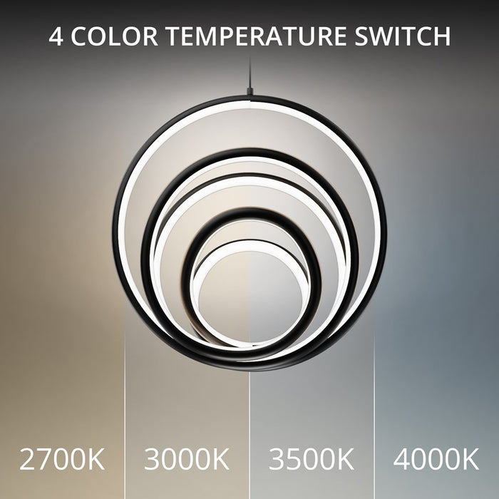 dweLED Hoopla 1 Light 13" Pendant/3500K, Black/White