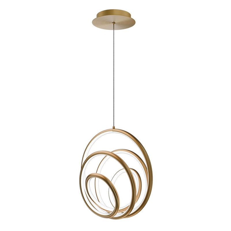 dweLED Hoopla 1 Light 13" Pendant/4000K, Aged Brass/White - PD-81513-40-AB