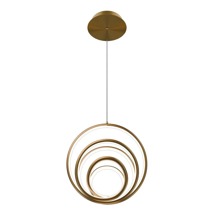 dweLED Hoopla 1 Light 13" Pendant/4000K, Aged Brass/White