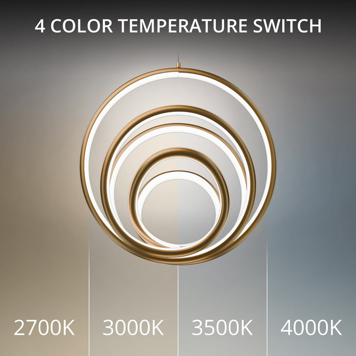 dweLED Hoopla 1 Light 13" Pendant/4000K, Aged Brass/White