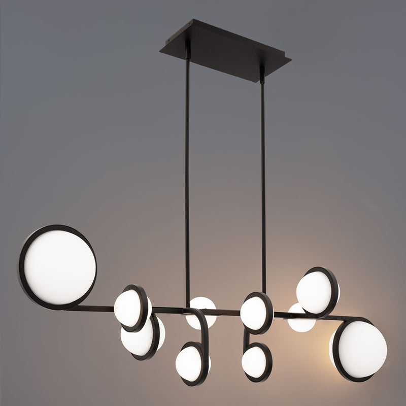 dweLED Satalite 10 Light 42" Linear Pendant/3000K, Black/Opal