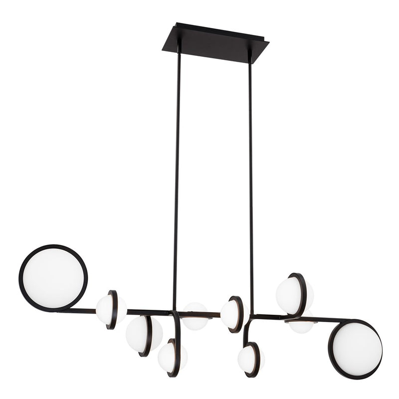 dweLED Satalite 10 Light 42" Linear Pendant/4000K, Black/Opal