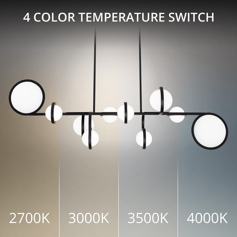 dweLED Satalite 10 Light 42" Linear Pendant/4000K, Black/Opal