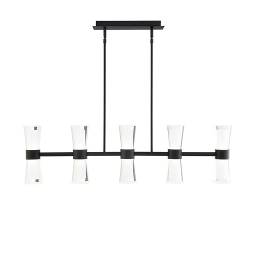 dweLED Hourglass 5Lt 36" Linear Pendant/2700K, Black/Clear/Etch