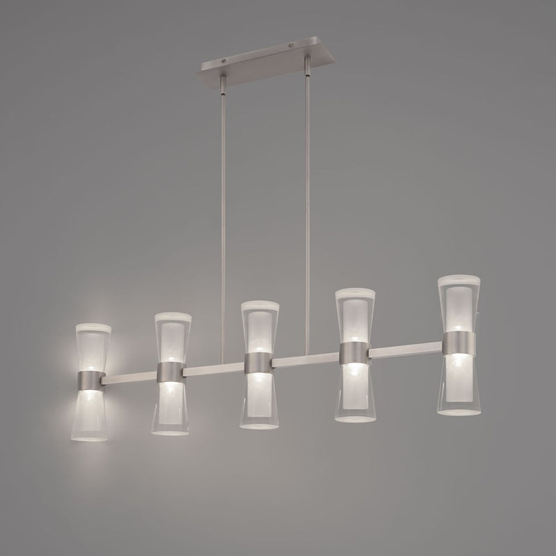 dweLED Hourglass 5Lt 36" Linear Pendant/2700K, Nickel/Etch