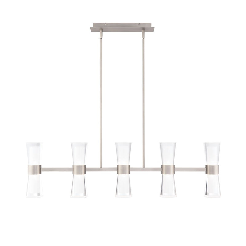dweLED Hourglass 5Lt 36" Linear Pendant/3000K, Nickel/Etch