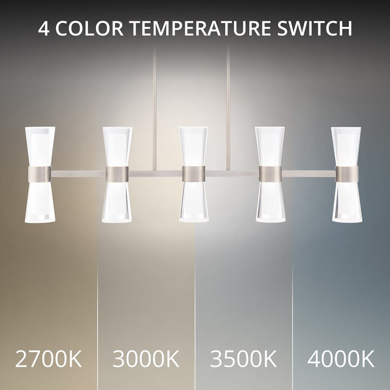 dweLED Hourglass 5Lt 36" Linear Pendant/3000K, Nickel/Etch