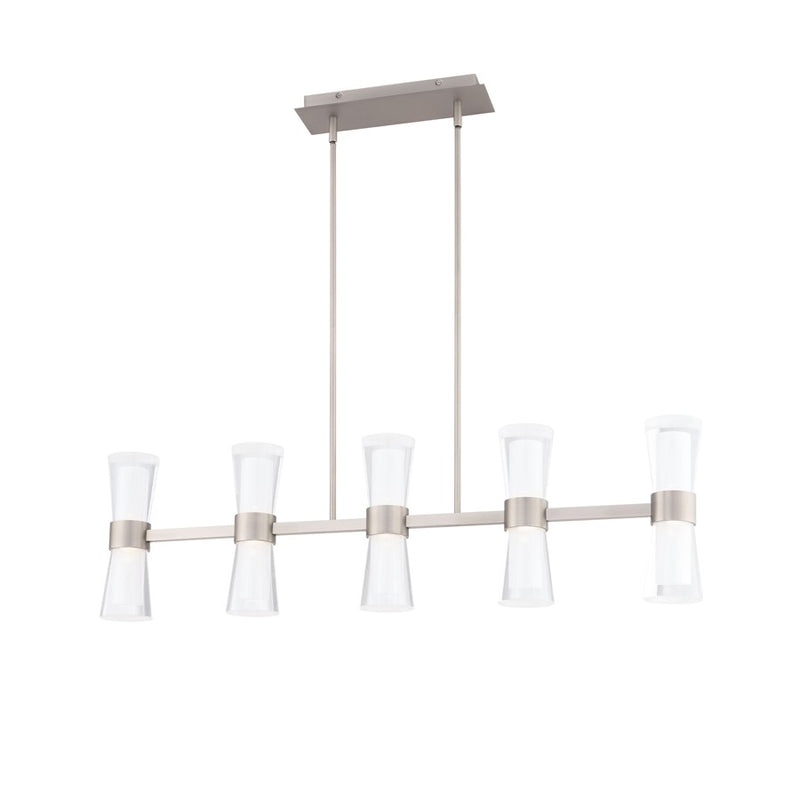 dweLED Hourglass 5Lt 36" Linear Pendant/3500K, Nickel/Etch