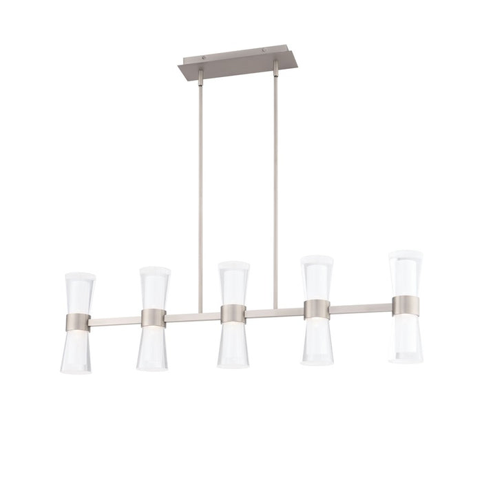 dweLED Hourglass 5Lt 36" Linear Pendant/3500K, Nickel/Etch