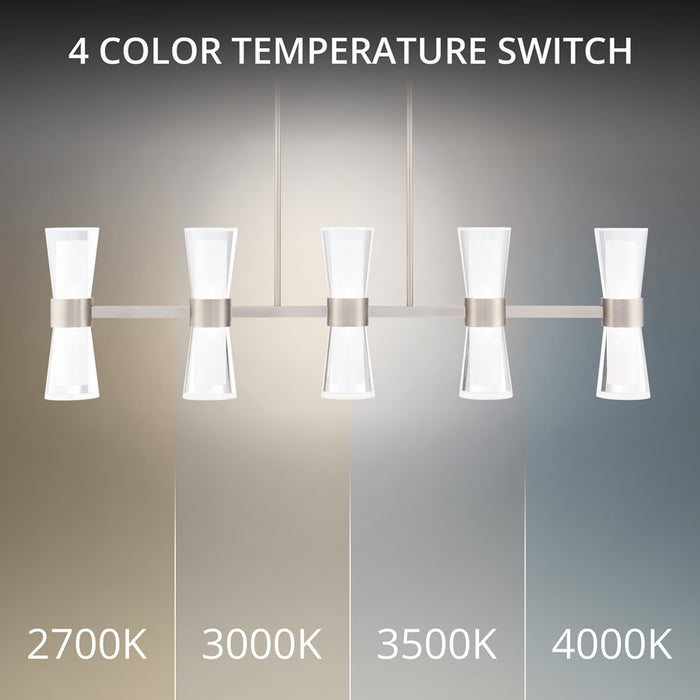 dweLED Hourglass 5Lt 36" Linear Pendant/3500K, Nickel/Etch