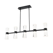 dweLED Hourglass 5Lt 36" Linear Pendant/4000K, Black/Clear/Etch - PD-91536-40-BK