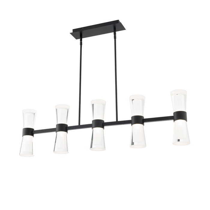 dweLED Hourglass 5Lt 36" Linear Pendant/4000K, Black/Clear/Etch - PD-91536-40-BK