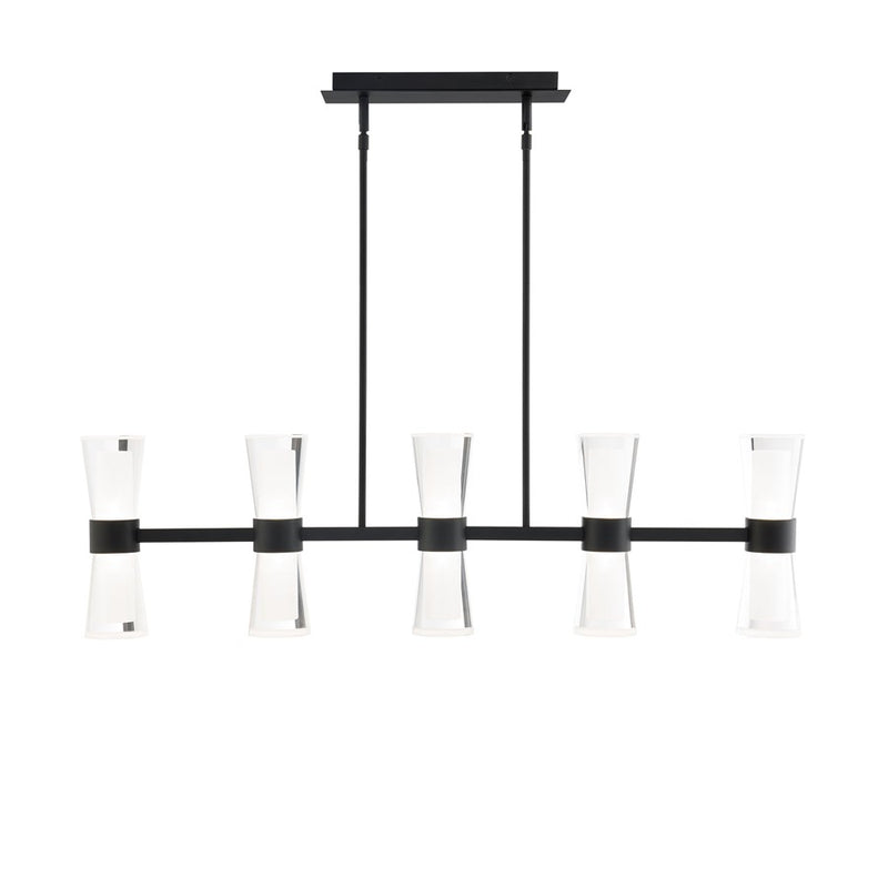 dweLED Hourglass 5Lt 36" Linear Pendant/4000K, Black/Clear/Etch