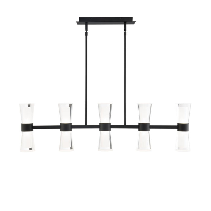 dweLED Hourglass 5Lt 36" Linear Pendant/4000K, Black/Clear/Etch