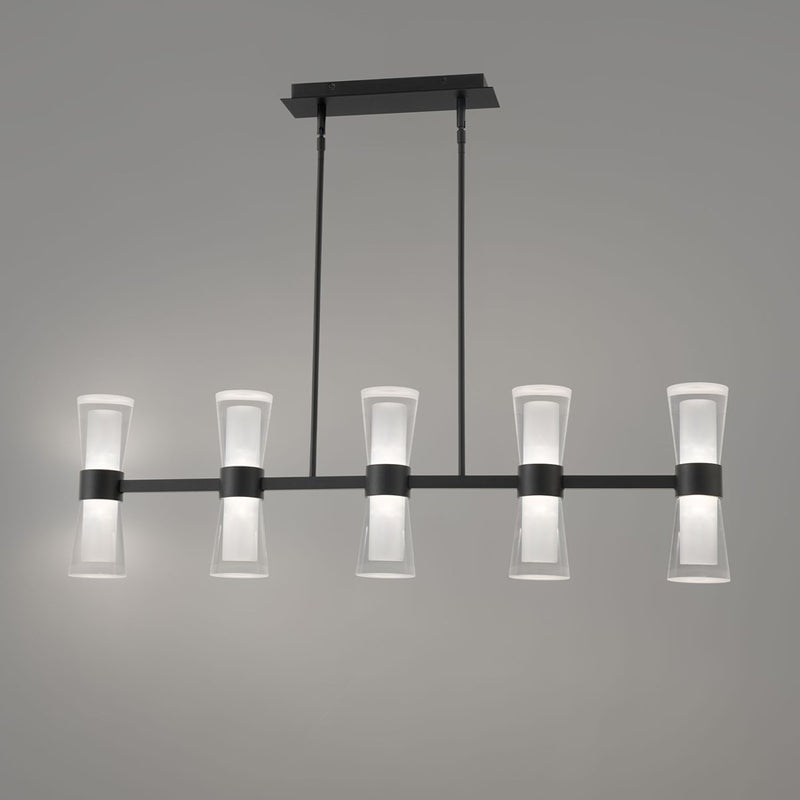 dweLED Hourglass 5Lt 36" Linear Pendant/4000K, Black/Clear/Etch