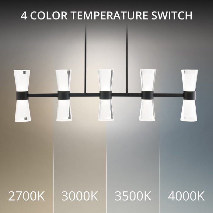 dweLED Hourglass 5Lt 36" Linear Pendant/4000K, Black/Clear/Etch