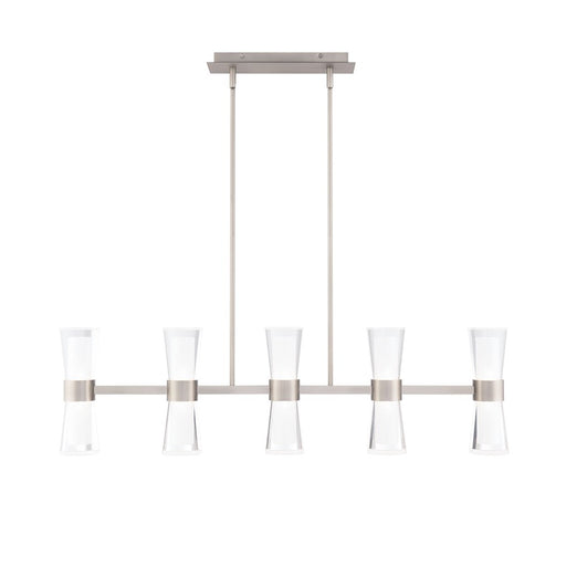 dweLED Hourglass 5Lt 36" Linear Pendant/4000K, Nickel/Etch
