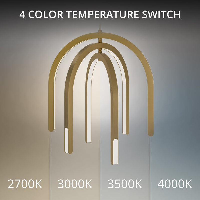 dweLED Helmet 3 Light 30" Pendant/2700K, Aged Brass/White