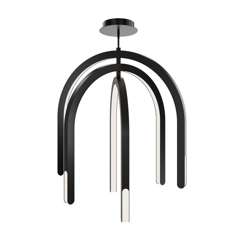 dweLED Helmet 3 Light 30" Pendant/3000K, Black/White - PD-93534-30-BK