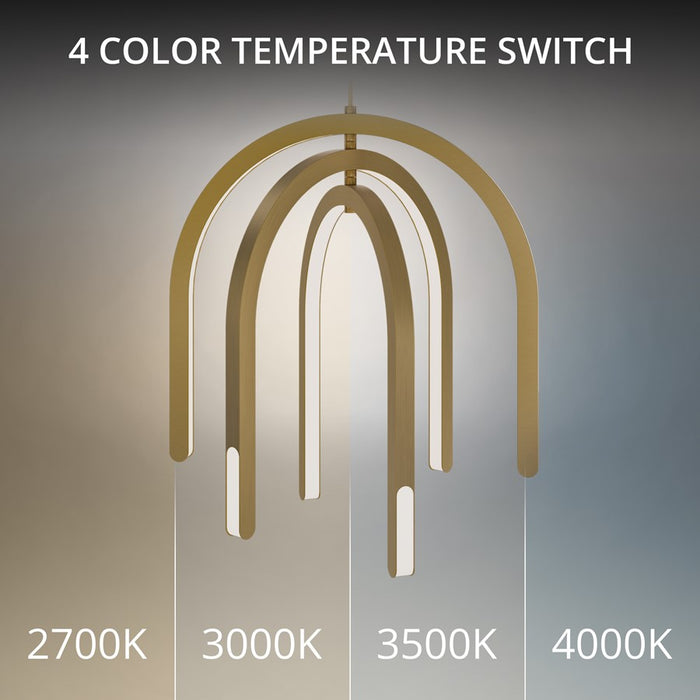 dweLED Helmet 3 Light 30" Pendant/3500K, Aged Brass/White