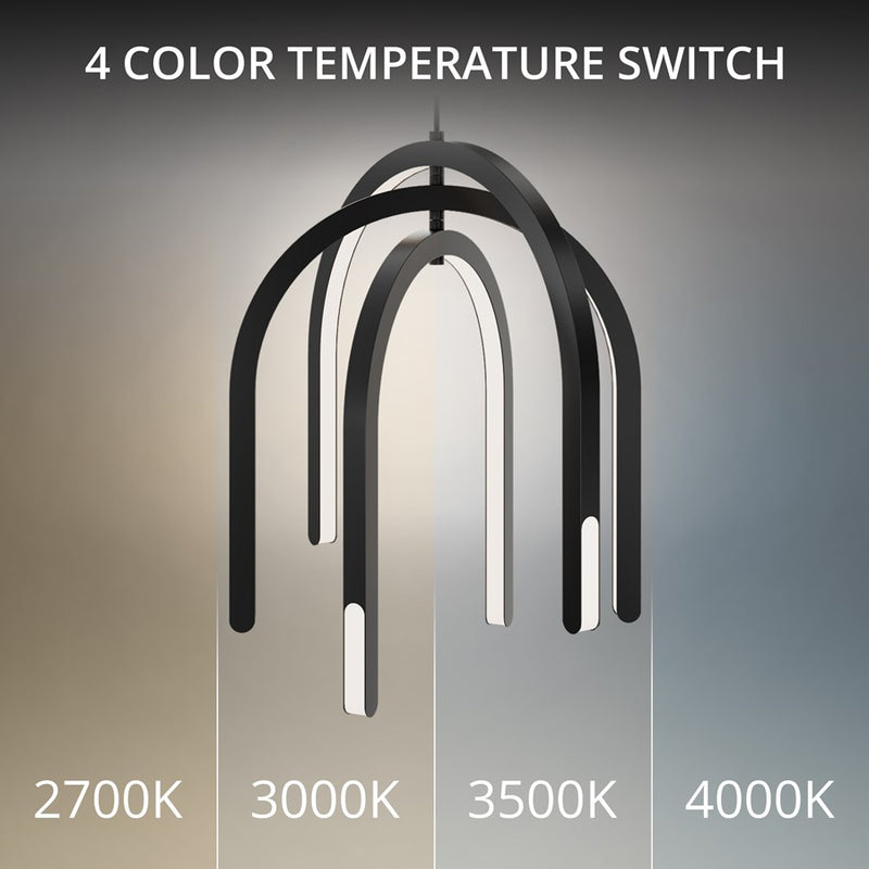 dweLED Helmet 3 Light 30" Pendant/3500K, Black/White
