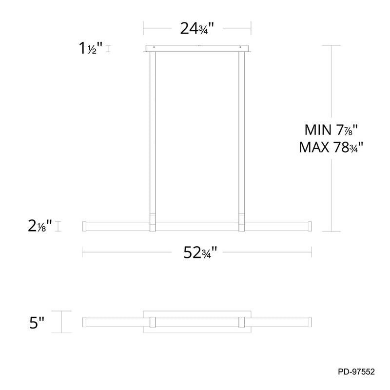 dweLED Balance Beam 1Lt 53" Linear Pendant/2700K, Black/Frost