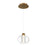 dweLED Crater 8" LED 1 Light Pendant, 3500K, Brass/Clear