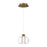 dweLED Crater 8" LED 1 Light Pendant, 3500K, Brass/Clear