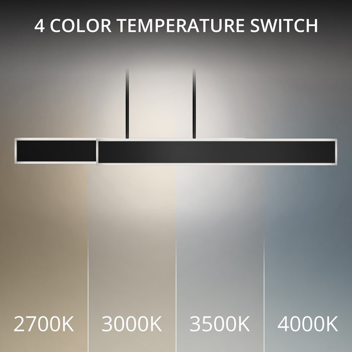 dweLED Bastone 2Lt 50" Linear Pendant/4000K, Black/Clear/Etched