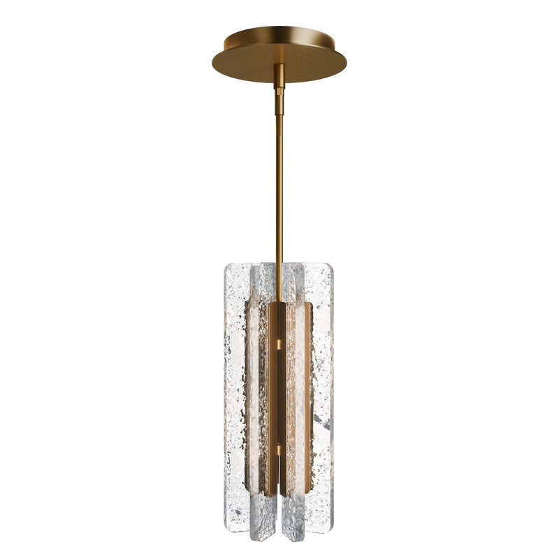 WAC Lighting Cartridge 6in 1-Light Mini-Pendant | Modern Aged Brass and Clear Textured Acrylic | Kitchen Island & Dining Room | Model PD401614-AB