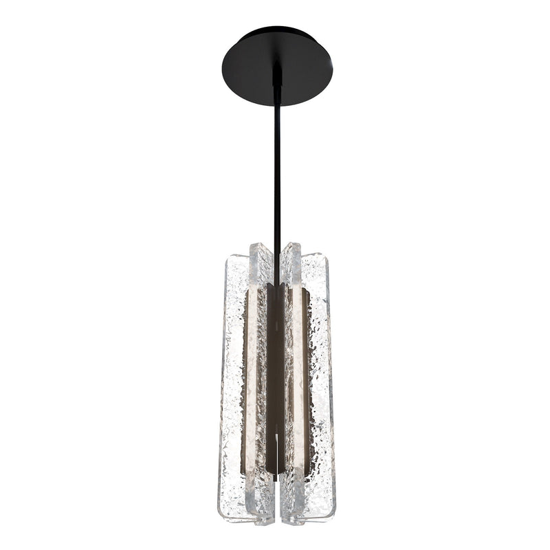 WAC Lighting Cartridge 1-Light Mini-Pendant | Modern Black Aluminum and Clear Textured Acrylic | Kitchen Island & Dining Room | 14.17 | Model PD401614-BK
