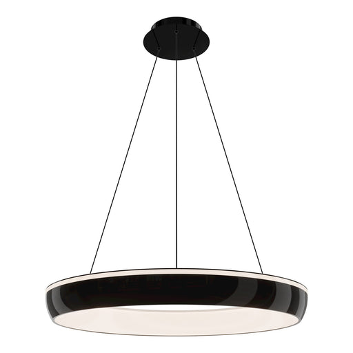 WAC Lighting Ringwall 32.75in 1-Light Pendant | Modern Black Chrome and Clear/White Opaque Acrylic Silicone Diffuser | Kitchen Island | Model PD402633-BC