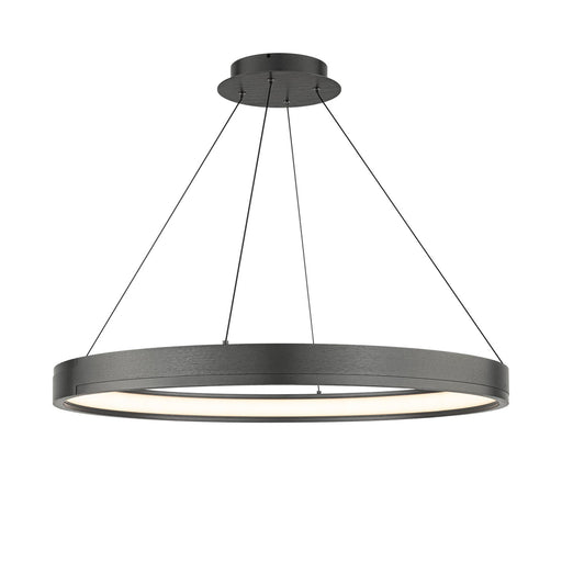 WAC Lighting Rounder 32in 1-Light Pendant | Modern Transitional Distressed Black Aluminum and White Opaque Silicone | Kitchen Island & | Model PD403632-DB