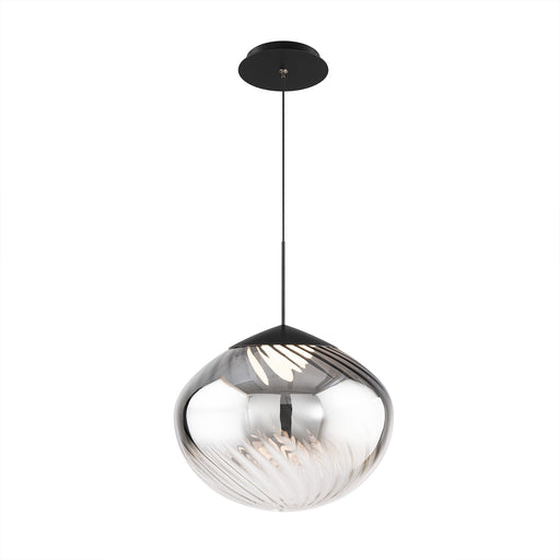 WAC Lighting Swayzey 14in 1-Light Mini-Pendant | Modern Black Smoke Glass and Smoke Mouth Blown Glass | Kitchen Island & Dining Room | Model PD407614-BKSM
