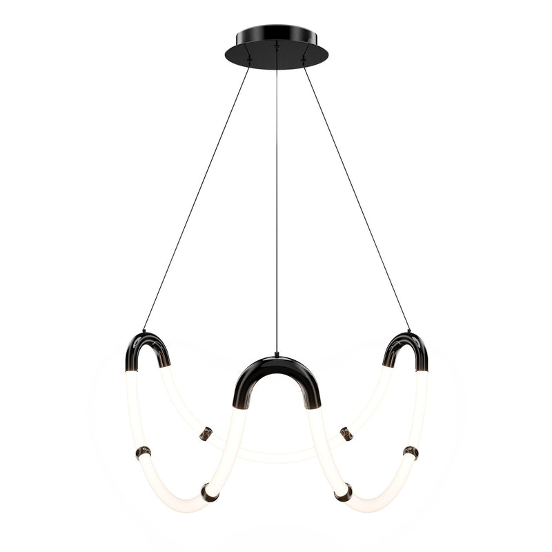WAC Lighting Swathe 28in 3-Light Chandelier | Modern Black Chrome and Frosted Acrylic | Dining Room & Living Room | 28 x 25 x 13 in | Model PD411630-BC